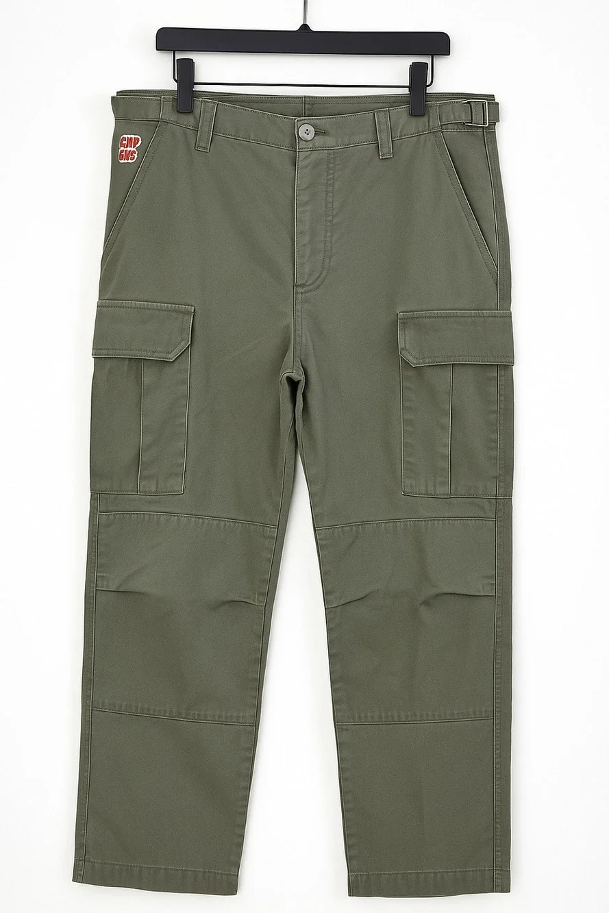 EMPYRE RELAX CARGO PANTS GREEN MENS SIZE 30x26 MILITARY SKATE Y2K BUTTON FLY